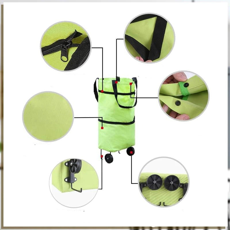 Bolsa de compras plegable 2 en 1 con ruedas
