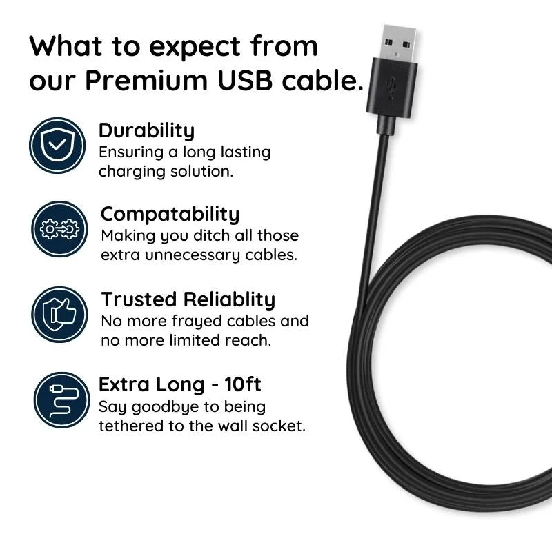 Câble micro USB haut de gamme de 10 pieds