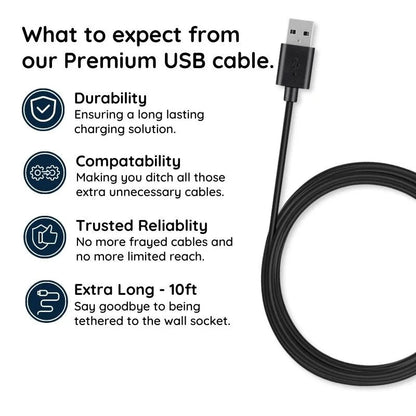 Câble micro USB haut de gamme de 10 pieds