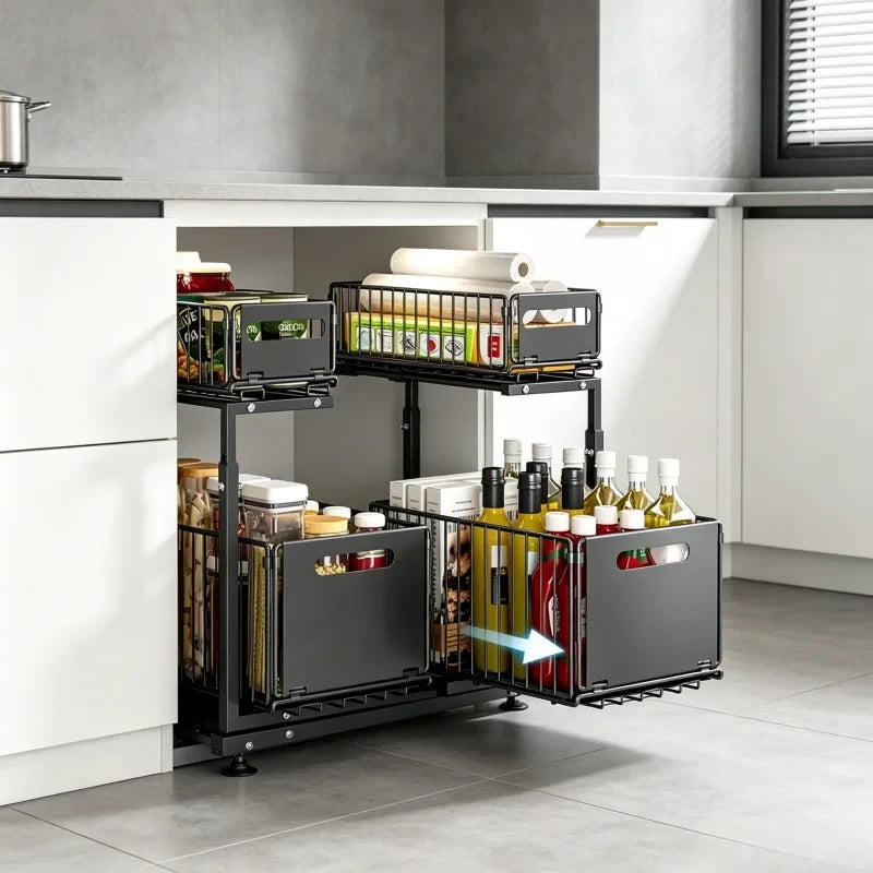 Adjustable Under Sink Storage Organizer