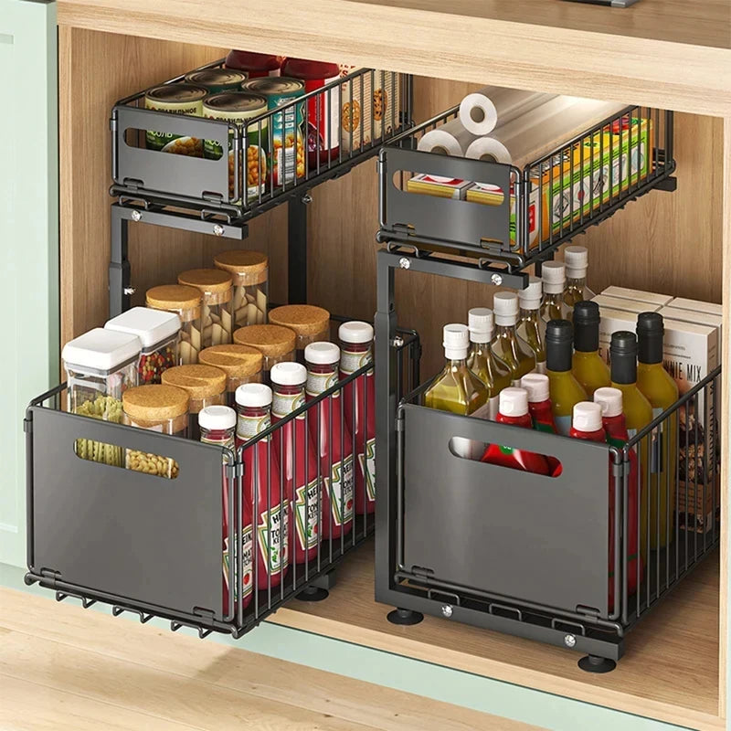 Adjustable Under Sink Storage Organizer