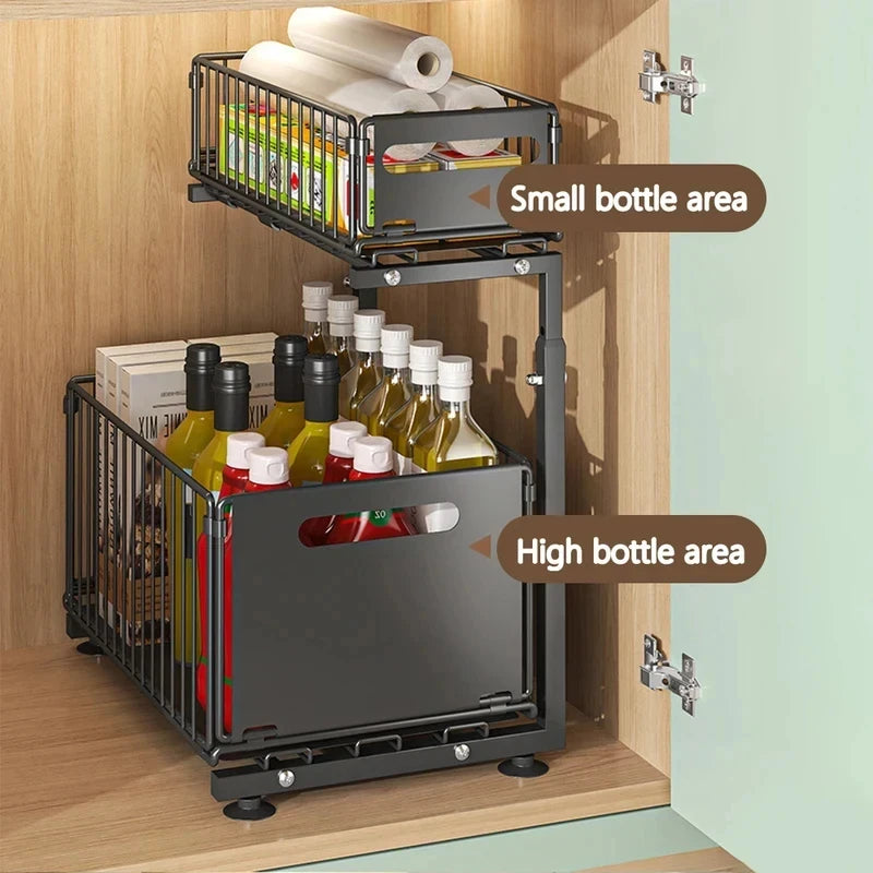 Adjustable Under Sink Storage Organizer