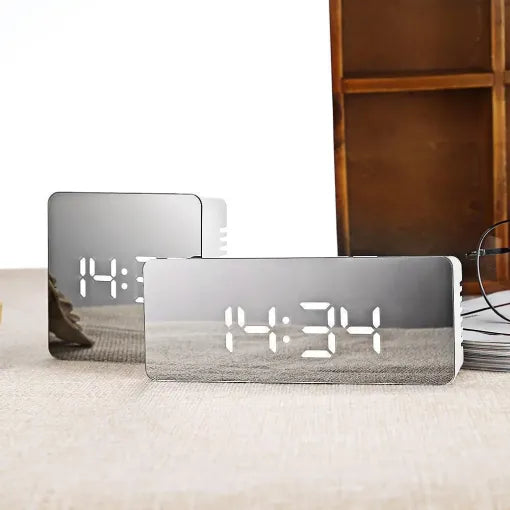 Réveil numérique miroir intelligent veilleuse de chevet de bureau