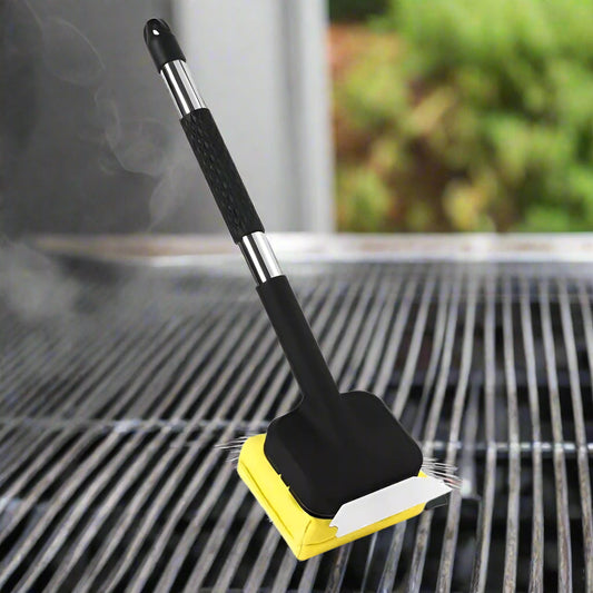Brosse à gril avec nettoyage à la vapeur et grattoir