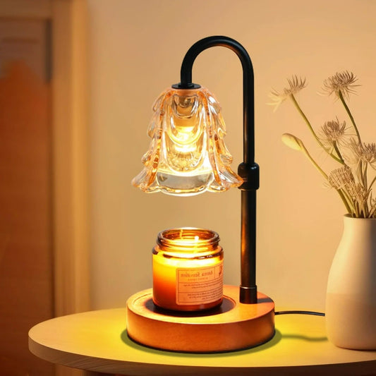 Lampe chauffe-bougie à intensité variable en forme de fleur