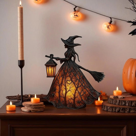 Lampe de table de sorcière d'Halloween, lumière de décoration de bureau effrayante