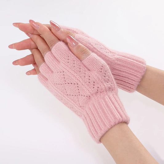 Fingerlose Handschuhe aus weichem Strick für den Winter