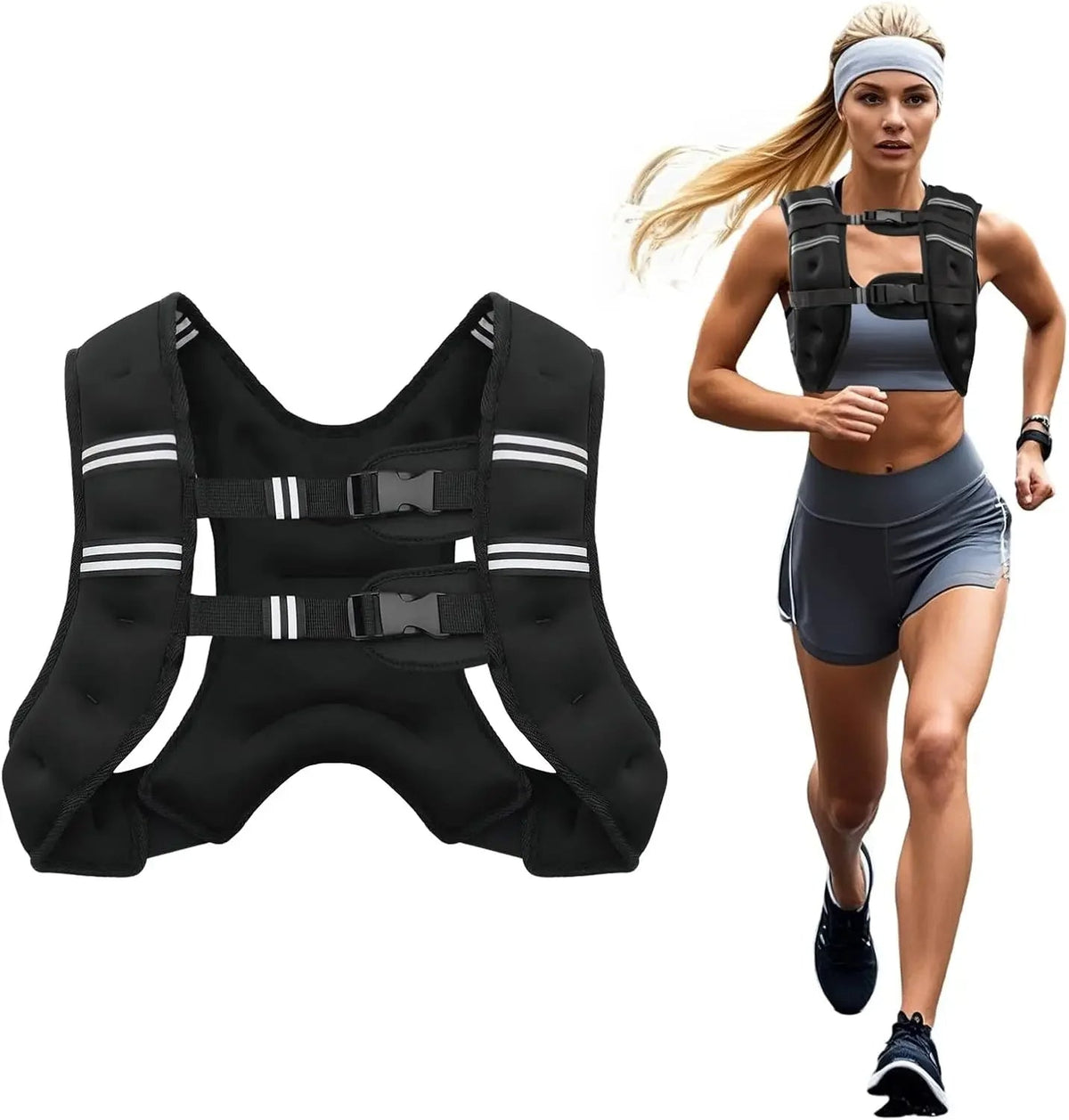 Adjustable Weighted Vest with Reflective Stripes