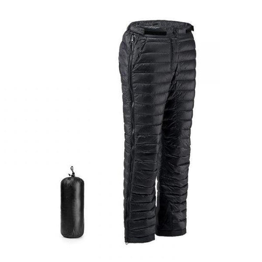 Pantalones térmicos de plumas de ganso para exteriores, pantalones con cremallera para acampar, senderismo y esquí