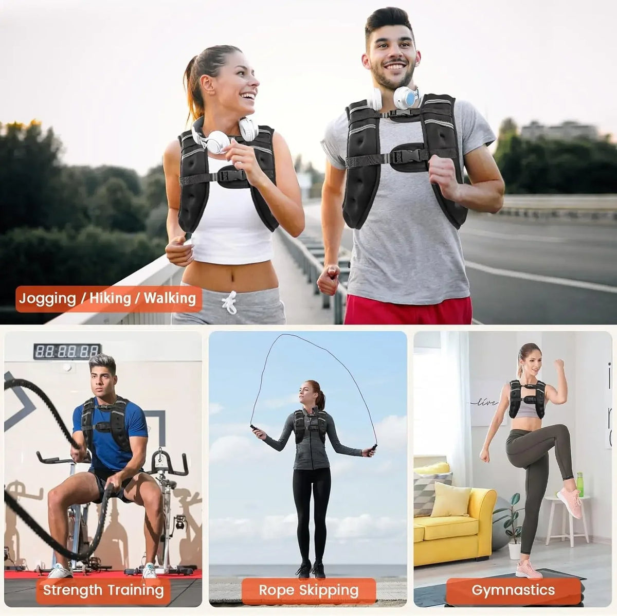 Adjustable Weighted Vest with Reflective Stripes
