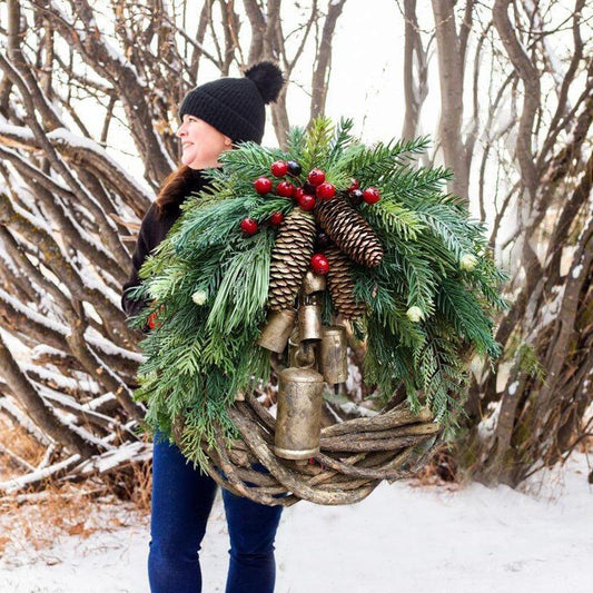 Couronne de Noël de ferme, couronne Boho, couronne de Noël