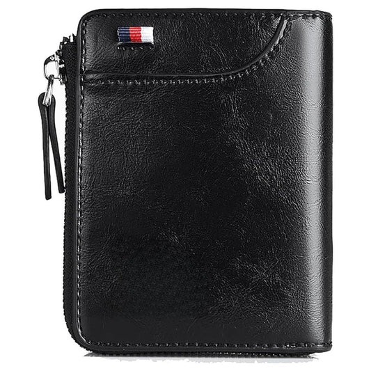 Cartera con bloqueo RFID para hombre con cremallera y tarjetero múltiple Caqui + Marrón + Negro