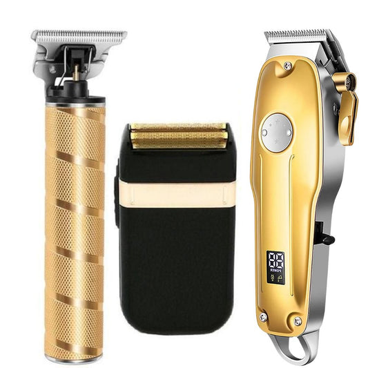 Professionelle Haarschneidemaschine für Männer Gold-Set | Gold-Haarschneidemaschine, kabellos