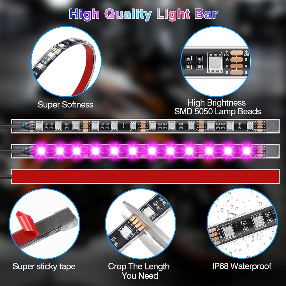 Kit d'éclairage Led pour moto, 12 pièces, avec clignotant, feu stop