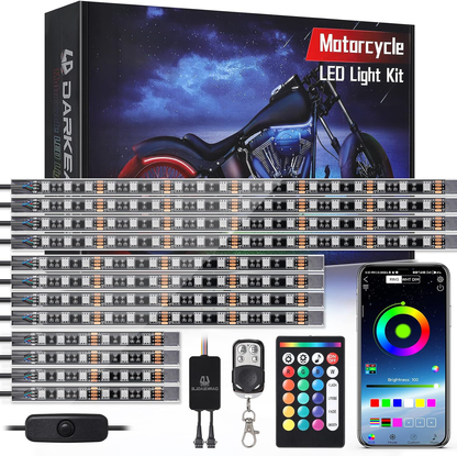 Kit d'éclairage Led pour moto, 12 pièces, avec clignotant, feu stop