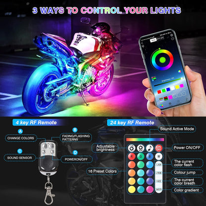 Kit d'éclairage Led pour moto, 12 pièces, avec clignotant, feu stop