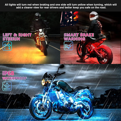 Kit d'éclairage Led pour moto, 12 pièces, avec clignotant, feu stop