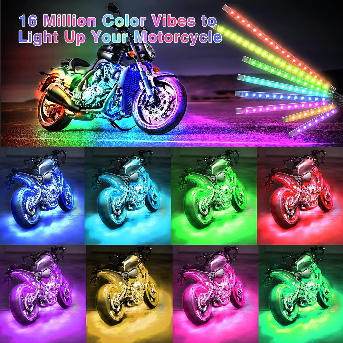 Kit d'éclairage Led pour moto, 12 pièces, avec clignotant, feu stop