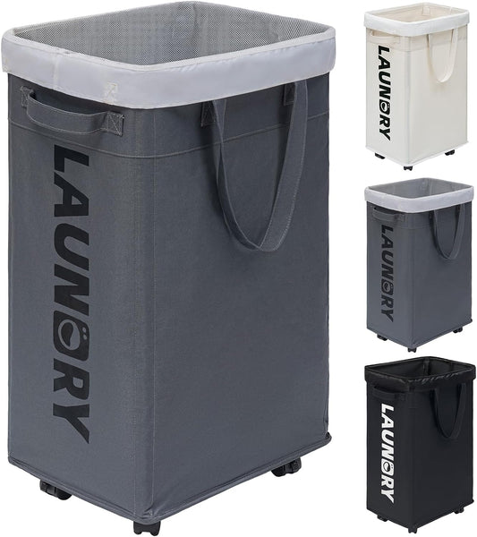 Grand panier à linge pliable avec roulettes, 75 L