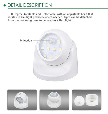 Spot LED sans fil avec détecteur de mouvement – orientable à 360° et économe en énergie