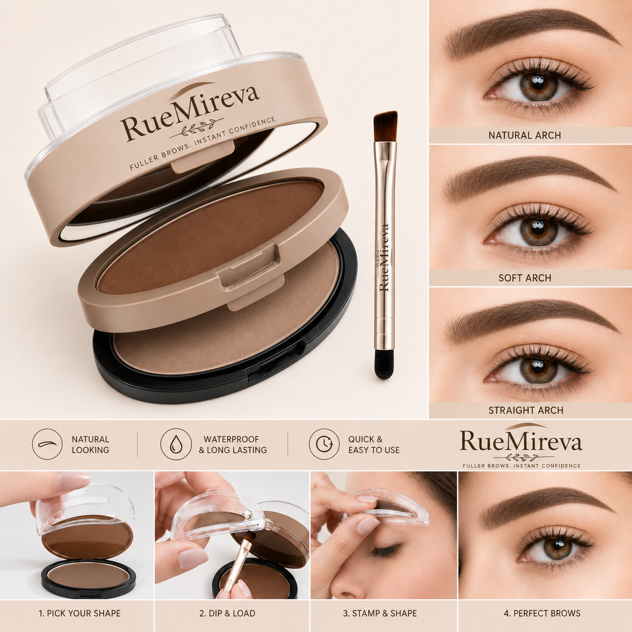 Waterproof Eyebrow Stamp Stencil Kit