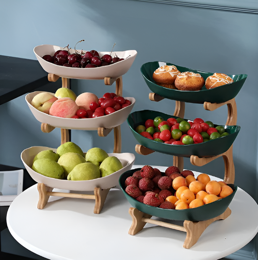Bol à fruits en bois à plusieurs niveaux