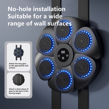 Machine de boxe musicale sans fil, cible murale rechargeable par USB