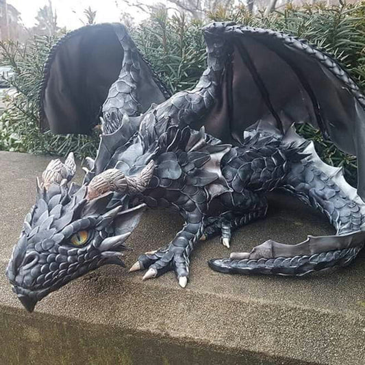 Statue Gardien Dragon Accroupi : Décoration Extérieure Gothique