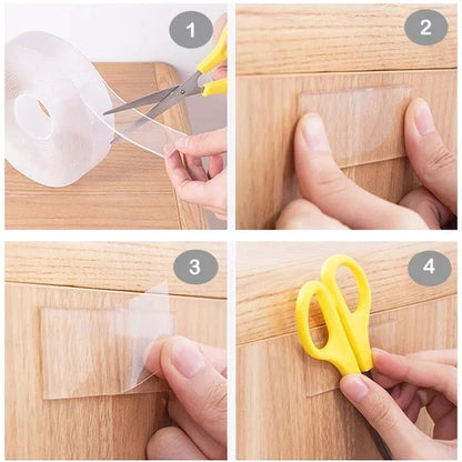 Transparent Sticky Nano Tape Double Sided Grip Reusable Home Tape Traceless Glue