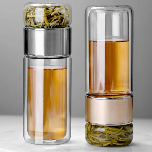 Infuseur à thé double couche en verre borosilicate de 430 ml