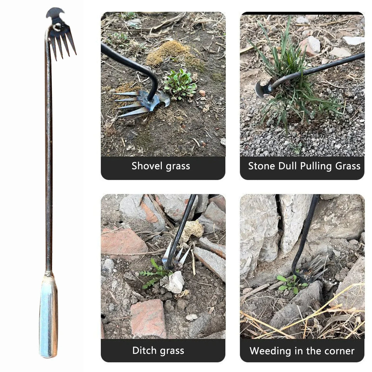 Crescent Weeder Tool with Long Handle