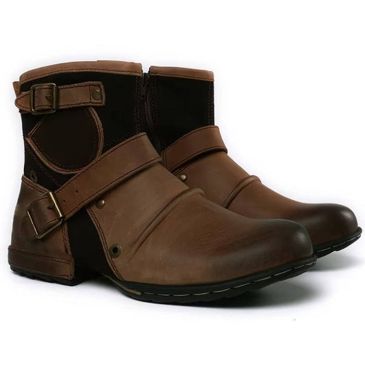 Herren-Stiefeletten im Vintage-Stil mit Schnalle