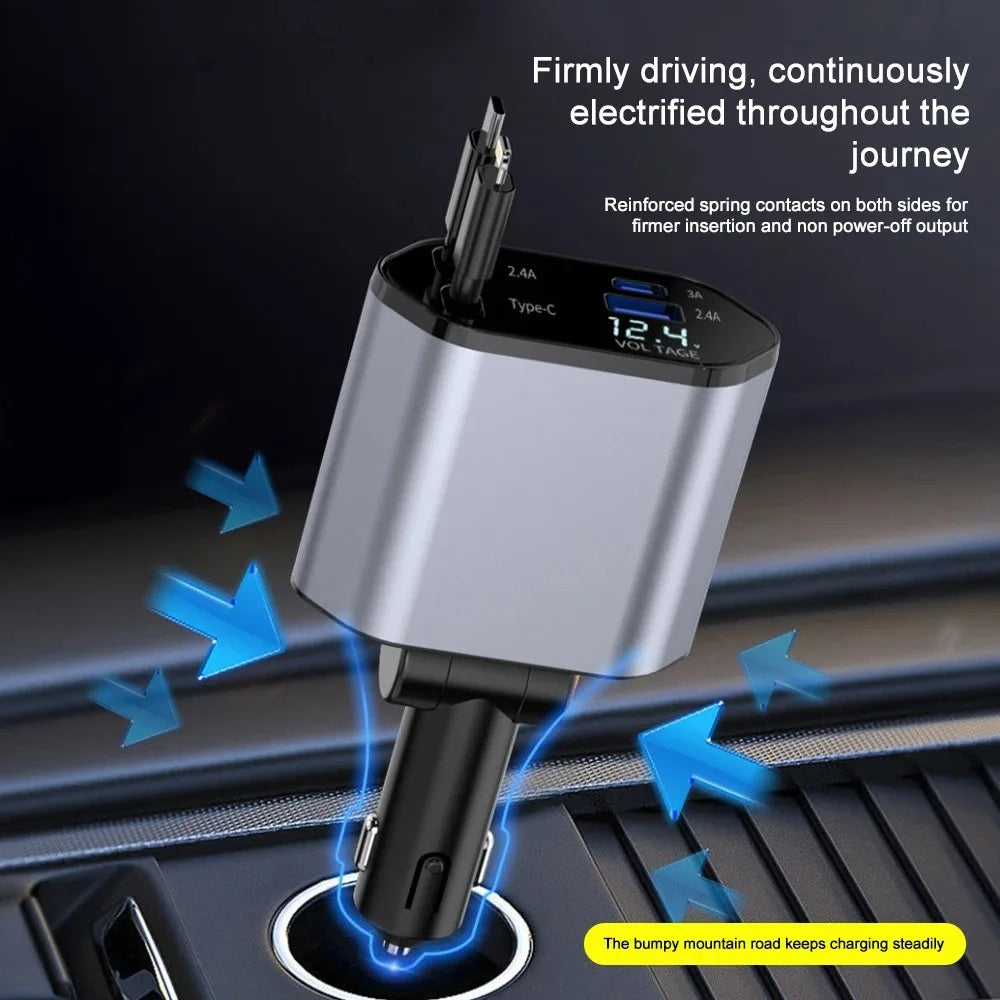 Cargador de coche retráctil de 120 W.