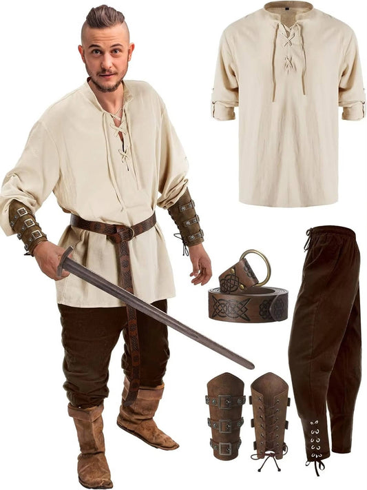 Disfraces de fiesta medieval de Halloween de 4 piezas para hombre