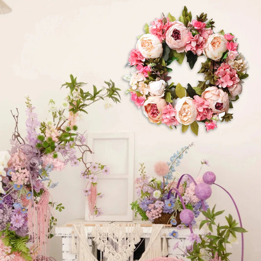 Couronne ronde de pivoines