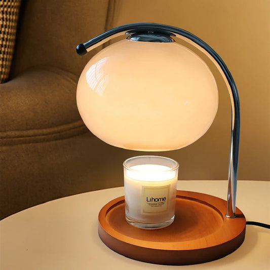 Lampe chauffe-bougie en verre rétro