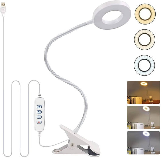 Lampe de bureau à pince, flexible à 360 °, respectueuse des yeux