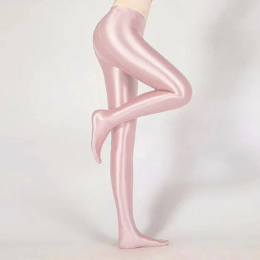 Medias Sexy De Cintura Alta Brillantes Opacas Brillantes - Leggings Ajustados Elásticos Altos Pantalones Lápiz