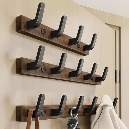 Patère murale minimaliste avec porte-manteau en bois et métal