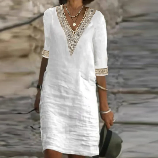 Elegante vestido de verano de lino para mujer