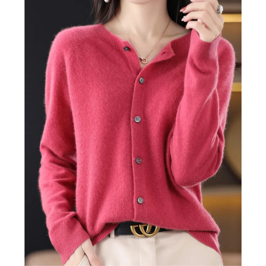 Damen-Strickjacke mit Rundhalsausschnitt
