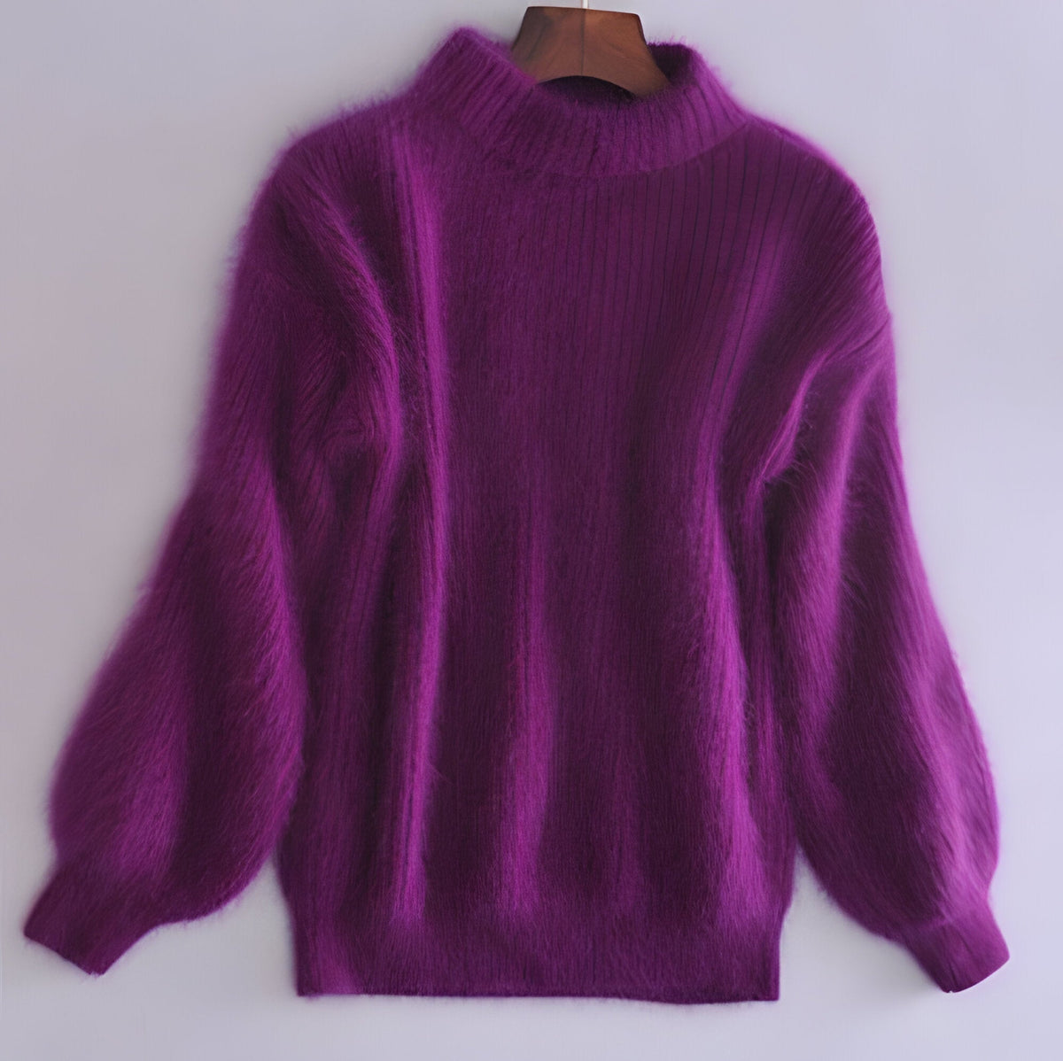 Einfarbiger, lockerer Strickpullover – Angora-Pullover im Vintage-Stil für Damen