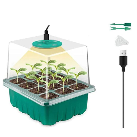Pot de pépinière domestique avec lampe, plateau de démarrage de graines de plantes avec lumière de croissance