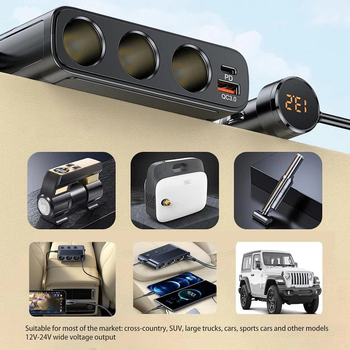 Adaptateur allume-cigare de voiture 7 en 1