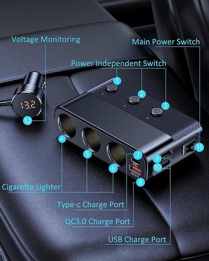 Adaptateur allume-cigare de voiture 7 en 1