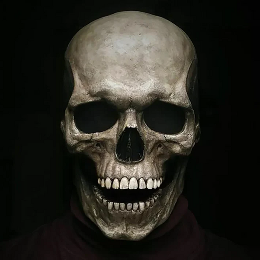 Máscara de calavera de cabeza completa realista con mandíbula móvil, máscara de esqueleto humano para fiesta de Halloween