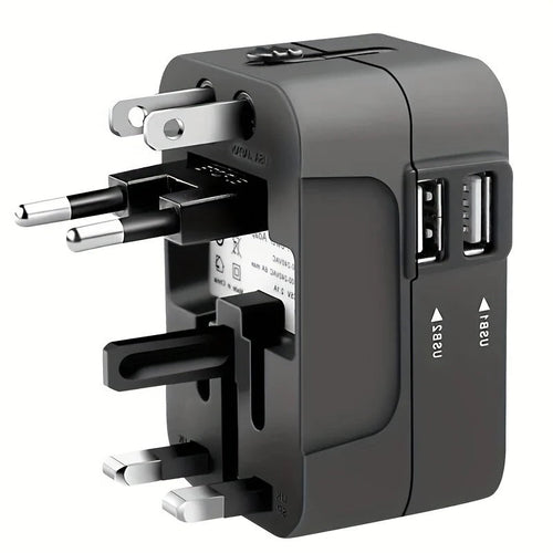 Adaptateur de voyage mondial avec deux ports de chargement USB
