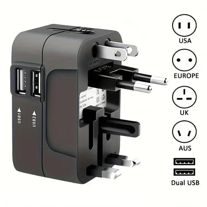 Adaptateur de voyage mondial avec deux ports de chargement USB