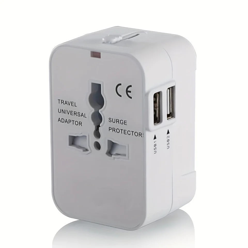 Adaptateur de voyage mondial avec deux ports de chargement USB