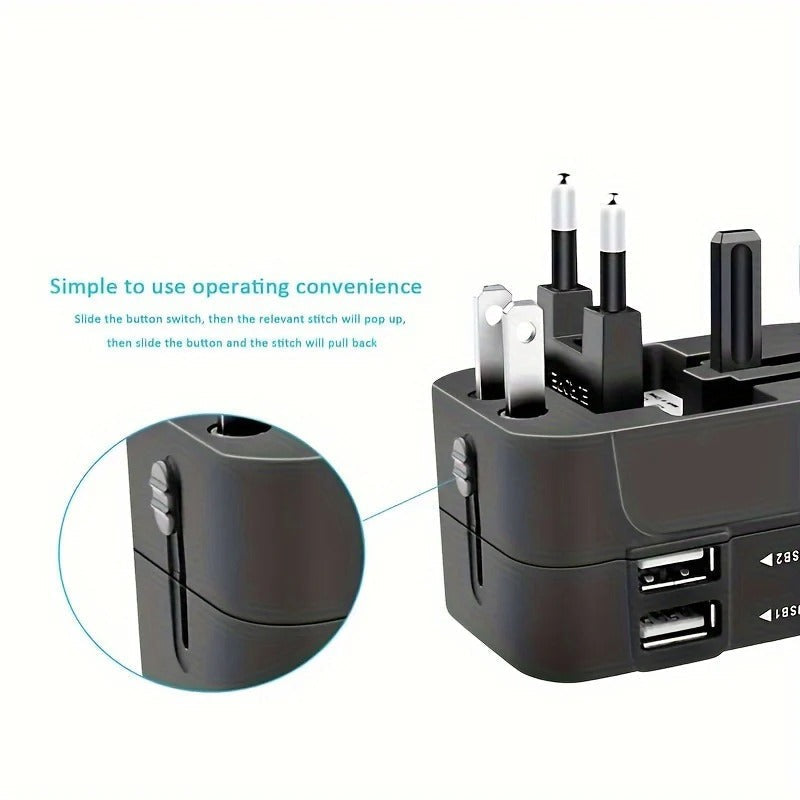 Adaptateur de voyage mondial avec deux ports de chargement USB
